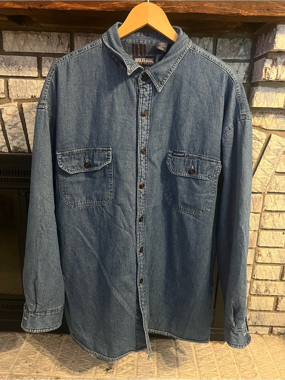 Wolverine Men’s Blue Denim Button-Down Work Shirt
